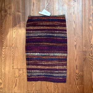 NWT Bloomingdales AQUA knit ribbed pencil skirt S
